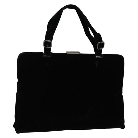 PRADA Hand Bag Velor Black Silver - Picture 1 of 12